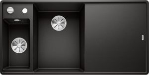 Blanco Axia III 6 S-F 525852 Anderhalve Keukenspoelbak Links Silgranit Zwart Inclusief Draaiknopbediening Inclusief Glazen Snijplank Vlakbouw Of Onderbouw