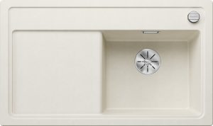 Blanco Zenar 45-S 527178 Enkele Keukenspoelbak Rechts Silgranit Zacht Wit Inclusief Draaiknopbediening Opbouw
