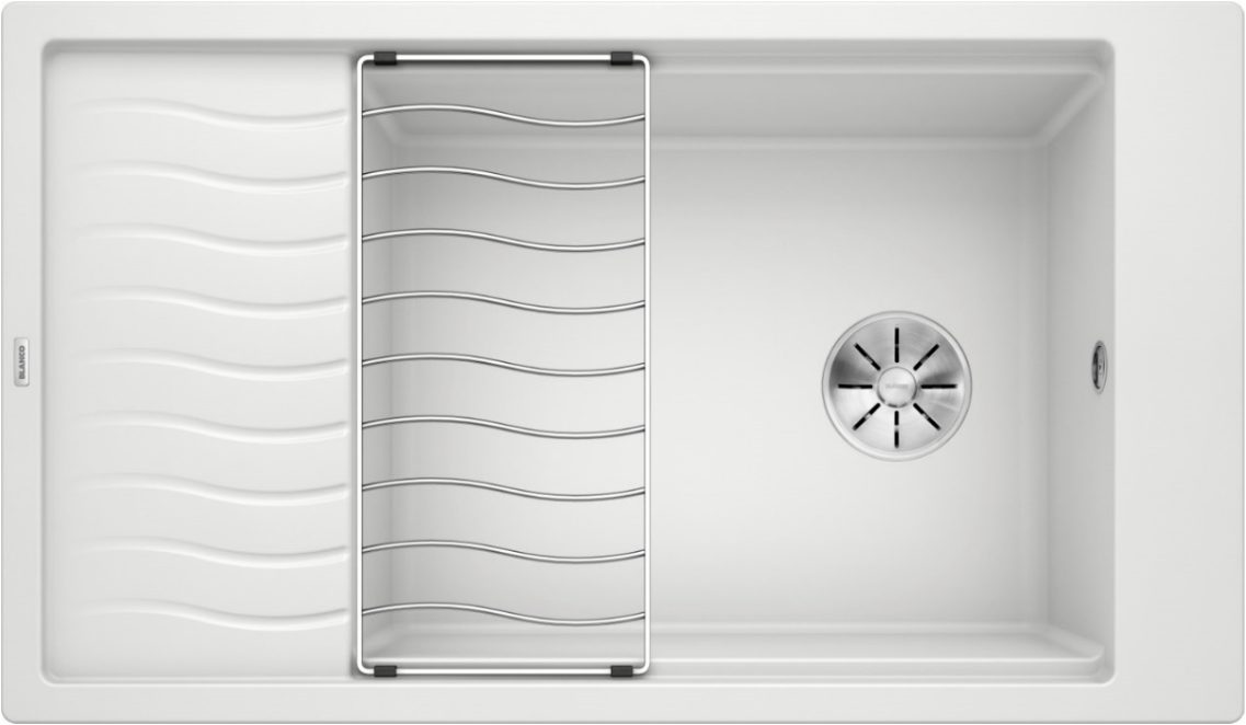 1-28-4.jpg Blanco Elon XL 8 S 524874 Enkele Keukenspoelbak Silgranit Wit Inclusief Rooster Omkeerbaar Opbouw