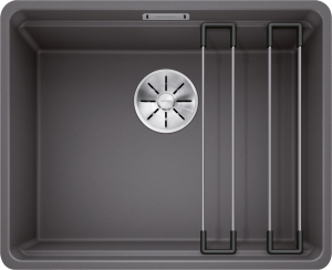 Blanco Etagon 500-F 526344 Enkele Keukenspoelbak Silgranit Rotsgrijs Inclusief Rails Vlakbouw