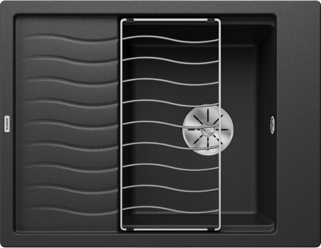 1 Blanco Elon 45 S 524824 Enkele Keukenspoelbak Silgranit Antraciet Inclusief Rooster Omkeerbaar Opbouw