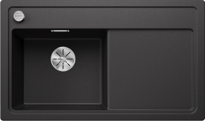 1 Blanco Zenar 45-S 523850 Enkele Keukenspoelbak Links Silgranit Antraciet Inclusief Draaiknopbediening Opbouw