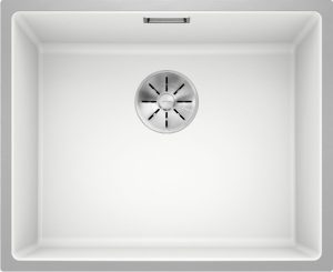 Blanco Subline 500-IF Steelframe 524109 Enkele Keukenspoelbak Silgranit Wit Inclusief Draaiknopbediening Vlakbouw Of Opbouw
