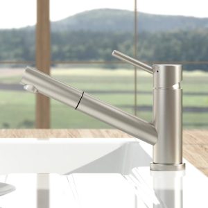 Villeroy & Boch Como Window Shower RVS 925800LC Eenhendel Keukenmengkraan Voor Raammontage Met uittrekbare Handdouche