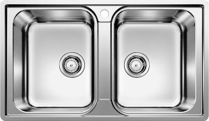 Blanco Lemis 8-IF 523039 Dubbele Keukenspoelbak RVS Vlakbouw Of Opbouw