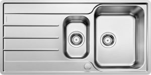 Blanco Lemis 6 S-IF 523033 Anderhalve Keukenspoelbak RVS Inclusief Draaiknopbediening Omkeerbaar Vlakbouw Of Opbouw