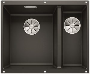 Blanco Subline 340/160-U 525985 Anderhalve Keukenspoelbak Links Silgranit Zwart Onderbouw