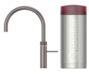 Quooker Fusion Round Gunmetal Met Combi Boiler 3 in 1 Kokend Water Keukenkraan Gun Metal 22FRGME AANBIEDING!!
