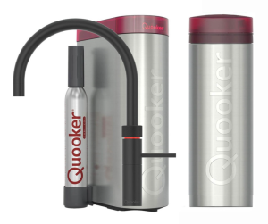 Quooker Fusion Round Zwart Met PRO3 Boiler En Cube Boiler 5 in 1 Kokend Water Keukenkraan Ook Gekoeld Gefilterd En Bruisend Water 3FRBLK Cube