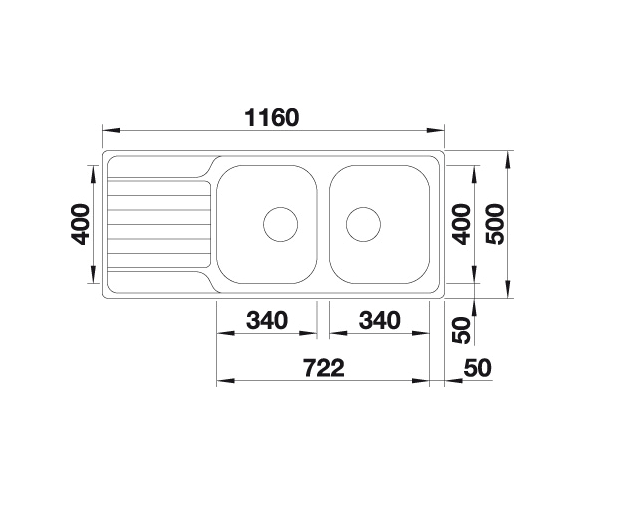 3-21-1.png Blanco Dinas 8 S 523376 Dubbele Keukenspoelbak RVS Omkeerbaar Opbouw