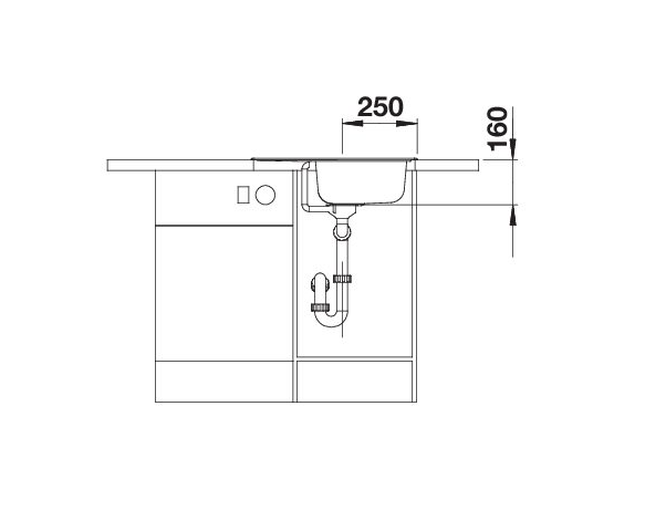 4-35.png Blanco Tipo 45 S Mini 526773 Keukenspoelbak RVS Inclusief Draaiknopbediening Omkeerbaar Opbouw
