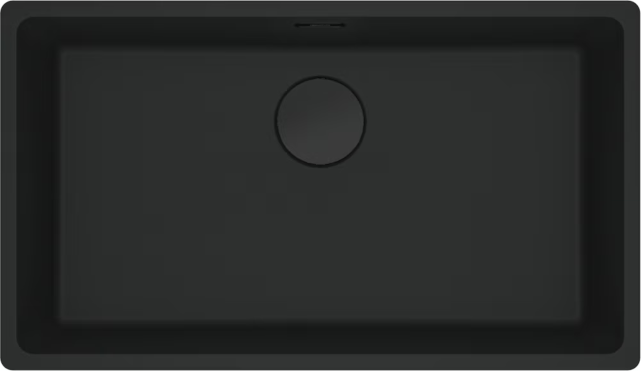 Franke Maris 110-72 MRG Fragranite 125.0697.312 Enkele Keukenspoelbak 72 x 40 Mat Zwart Met Zwarte Korfplug Onderbouw 1250697312