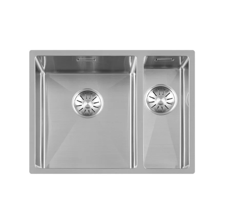 Lorreine 3415R Anderhalve Keukenspoelbak Links RVS 34 x 40 + 15 x 40 Onderbouw - Vlakbouw - Opbouw