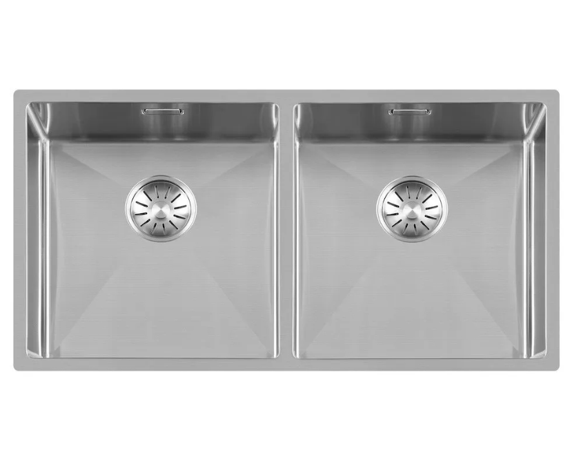 Lorreine 4040R Dubbele Keukenspoelbak RVS 40 x 40 + 40 x 40 Onderbouw - Vlakbouw - Opbouw