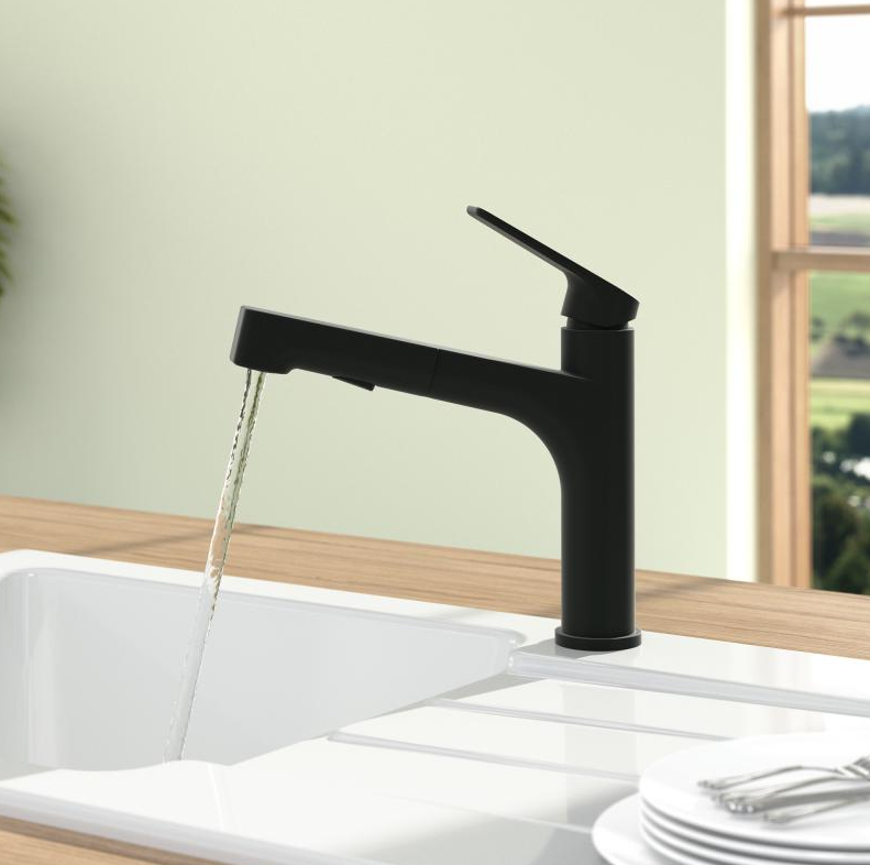 Villeroy & Boch Junis Sky Shower 92820006 Eenhendel Keukenmengkraan Mat Zwart Met Uittrekbare Handdouche