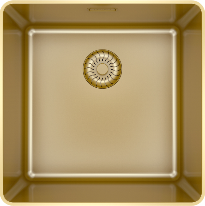 Caressi 40 x 40 CAPPSR40R20G Enkele Keukenspoelbak Goud Vlakbouw Of Opbouw