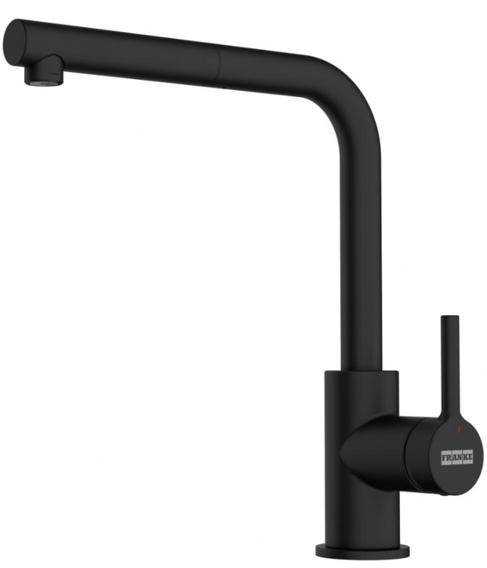 Franke Lina L 115.0712.435 Eenhendel Keukenmengkraan Matt Black Met Uittrekbare Handdouche Keukenkraan Zwart 1150712435