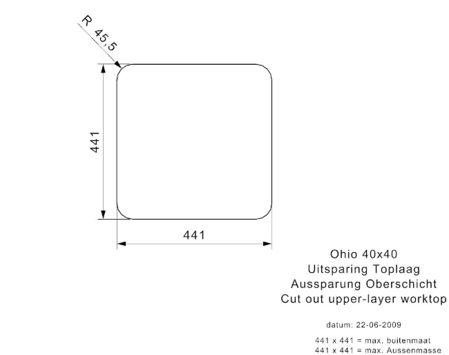 4 Reginox Ohio R40881 (L) OKG Comfort Copper II Luxe Enkele Keukenspoelbak Copper 40 x 40 Onderbouw – Vlakbouw – Opbouw