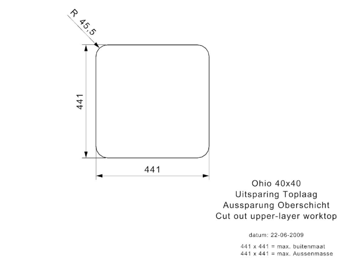 5 Reginox Ohio R40874 (L) OKG Comfort Gold II Luxe Enkele Keukenspoelbak Goud 40 x 40 Onderbouw – Vlakbouw – Opbouw