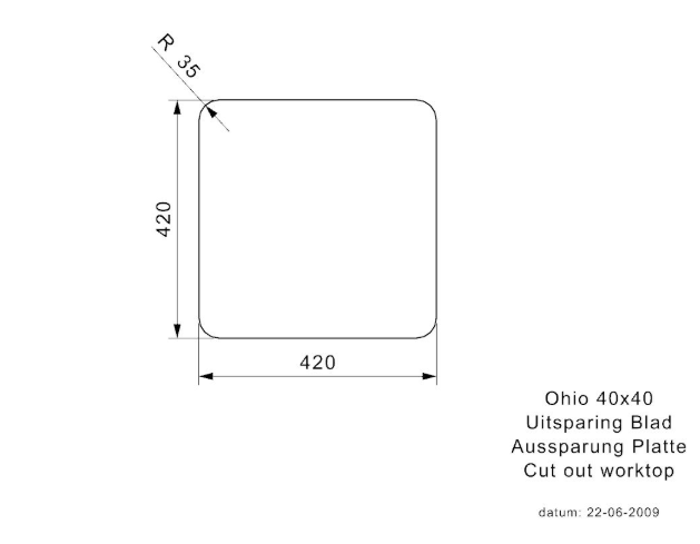 6 Reginox Ohio R40874 (L) OKG Comfort Gold II Luxe Enkele Keukenspoelbak Goud 40 x 40 Onderbouw – Vlakbouw – Opbouw