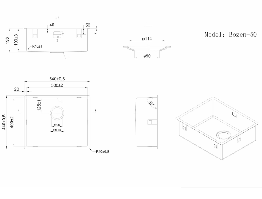 2 Trafinox Bozen Gunmetal Keukenspoelbak 50 x 40 Gun Metal Onderbouw - Vlakbouw - Opbouw