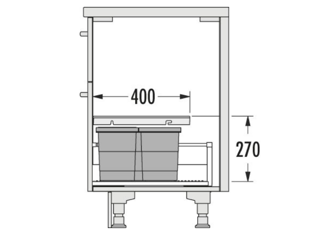 3 Hailo Afvalemmer Allegro 220 - 27 liter - 330162 Donker Grijs Voor Kastladen