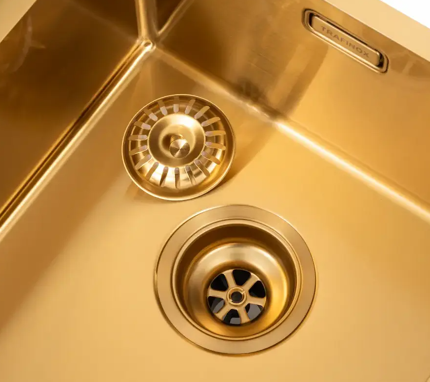 3 Trafinox Bozen Gold Keukenspoelbak 50 x 40 Goud Onderbouw - Vlakbouw - Opbouw