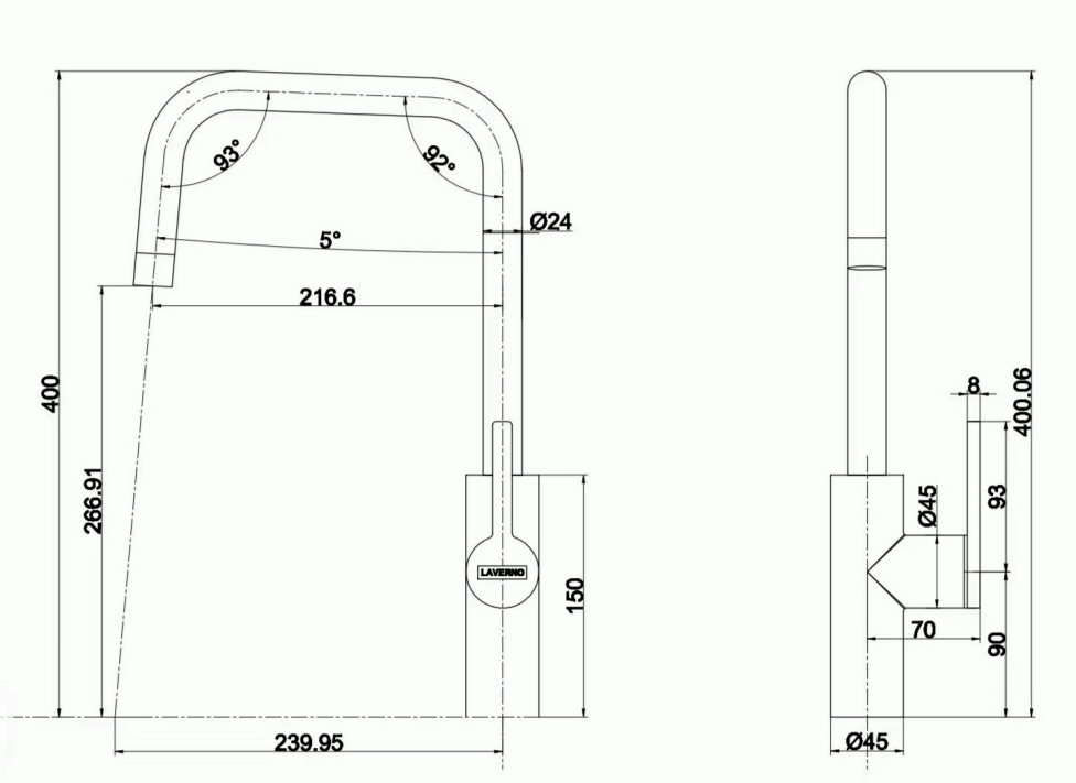 3 Laverno Seine-Copper Eenhendel Keukenmengkraan Copper