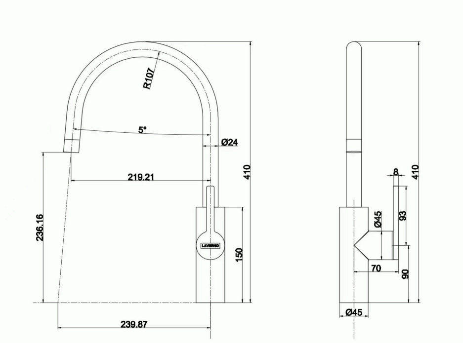 3 Laverno Verdon-Copper Eenhendel Keukenmengkraan Copper
