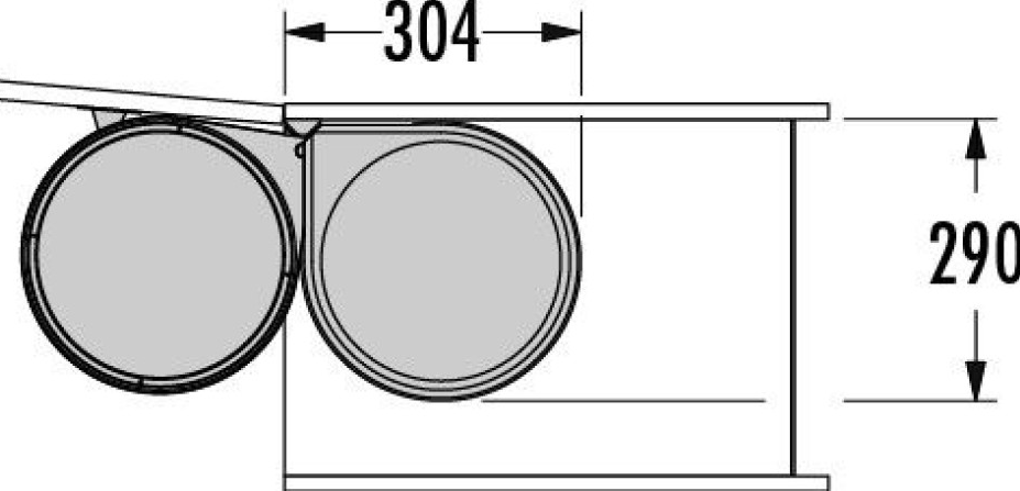 4 Hailo Afvalemmer Mono - 20 liter 352007 Donker Grijs Draaideurkasten