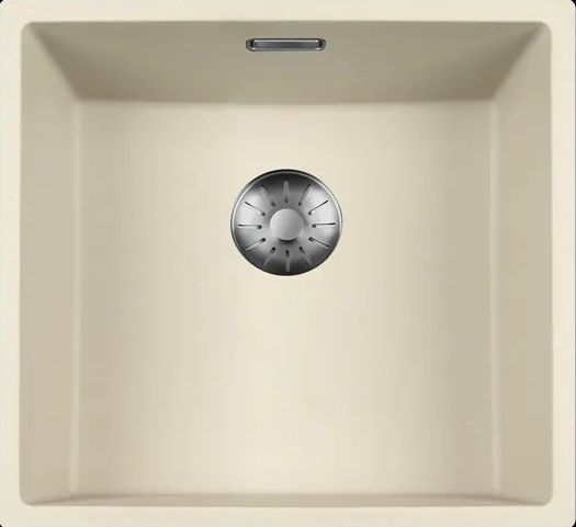 Lorreine 40CQSP-FU-RVS Luxe Enkele Keukenspoelbak Graniet Coffee Cream Met Korfplug RVS 40 x 40 Vlakbouw Of Onderbouw