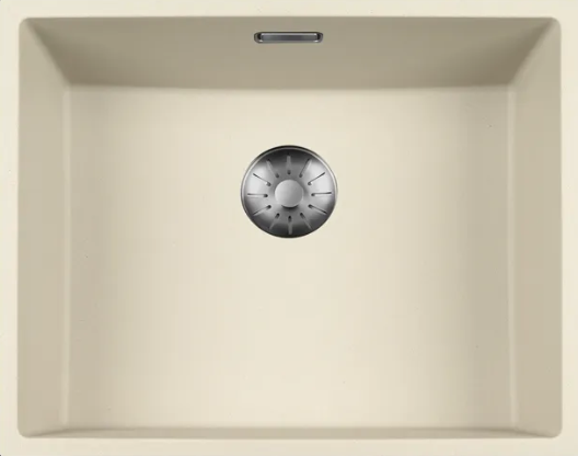 Lorreine 50CQSP-FU-RVS Luxe Enkele Keukenspoelbak Graniet Coffee Cream Met Korfplug RVS 50 x 40 Vlakbouw Of Onderbouw