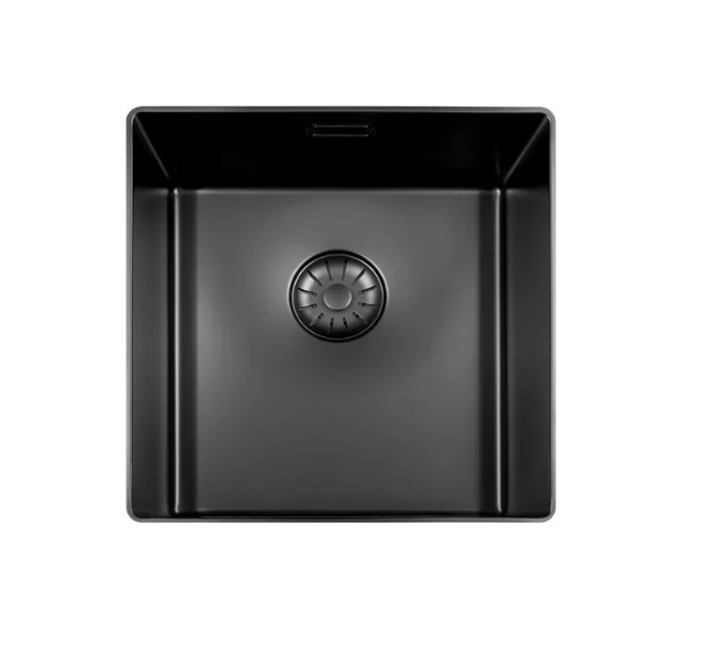 Lorreine 40SL-1016-Black Luxe Enkele Keukenspoelbak Zwart 40 x 40 Speciaal Voor Vlakbouw In Onder Andere Keramiek Of Dekton