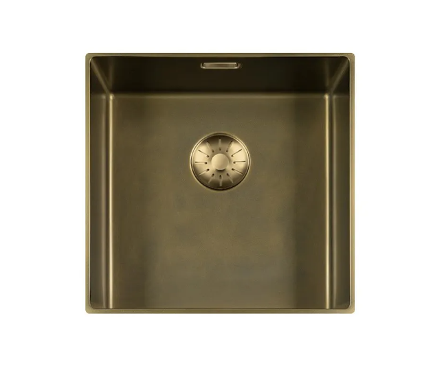 Lorreine 40SL-1016-Messing Patina Luxe Enkele Keukenspoelbak Messing 40 x 40 Speciaal Voor Vlakbouw In Onder Andere Keramiek Of Dekton
