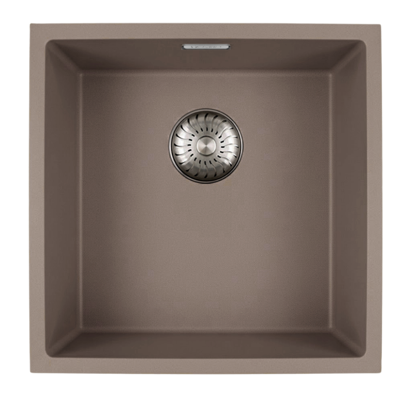 Caressi Ostrica CAGRPP40OS-FL Enkele Keukenspoelbak 40 x 40 Graniet Ostrica Met RVS Korfplug Vlakbouw